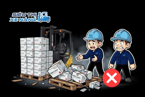 Lỗi nguy hiểm khi nâng pallet hàng hoá bằng xe nâng
